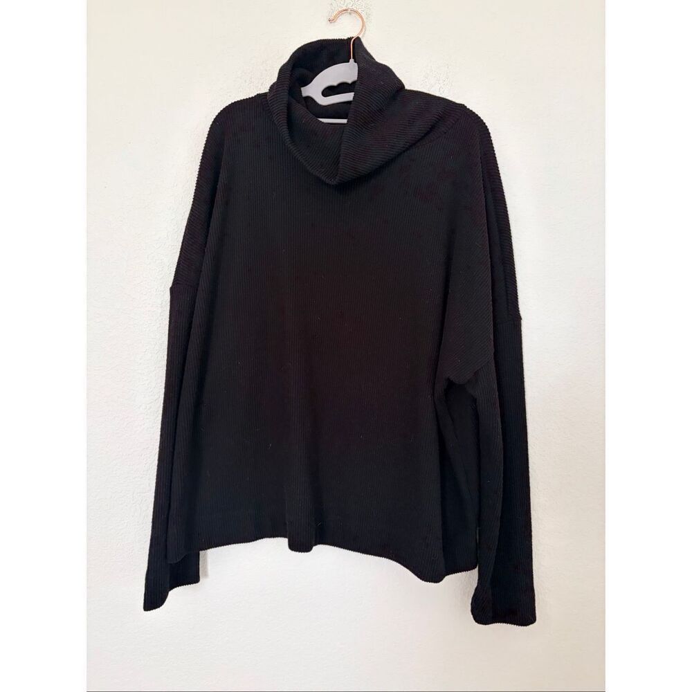 Dolan Black Ribbed Turtleneck Sweater Slouchy Oversized Cozy Minimalist Pullover